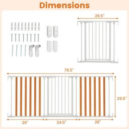 CASART 195CM Extra Wide Baby Gate 3-Panel Metal Pet Gate w/ Dual-Lock System - thumbnail 9
