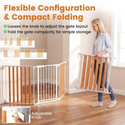 CASART 195CM Extra Wide Baby Gate 3-Panel Metal Pet Gate w/ Dual-Lock System - thumbnail 4