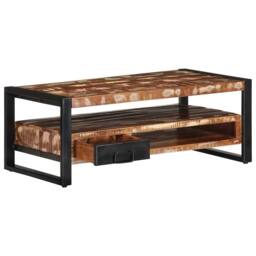 Berkfield Home Sturdy Coffee Table Multicolour 90x50x36 cm Solid Wood Reclaimed - Size: 90 x 50 x 36 cm - thumbnail 4