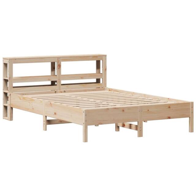 Berkfield Home Decorative Bed Frame without Mattress 140x200 cm Solid Wood Pine in Natural - image 1