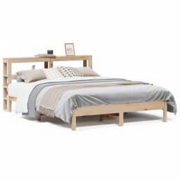 Berkfield Home Decorative Bed Frame without Mattress 140x200 cm Solid Wood Pine in Natural - thumbnail 3