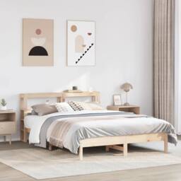 Berkfield Home Decorative Bed Frame without Mattress 140x200 cm Solid Wood Pine in Natural - thumbnail 2