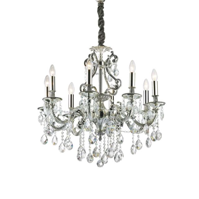 Netlighting Gioconda 8 Light Crystal Chandelier Antique Silver Finish E14 in Clear - image 1