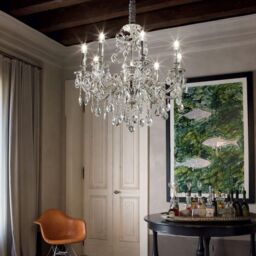 Netlighting Gioconda 8 Light Crystal Chandelier Antique Silver Finish E14 in Clear - thumbnail 2