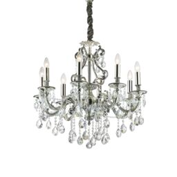 Netlighting Gioconda 8 Light Crystal Chandelier Antique Silver Finish E14 in Clear - thumbnail 1