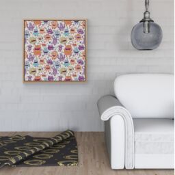 Warren Reed - Designer Playful Halloween Monsters Framed Canvas in Light Brown - Size: w40 inch x h40 inch - thumbnail 2