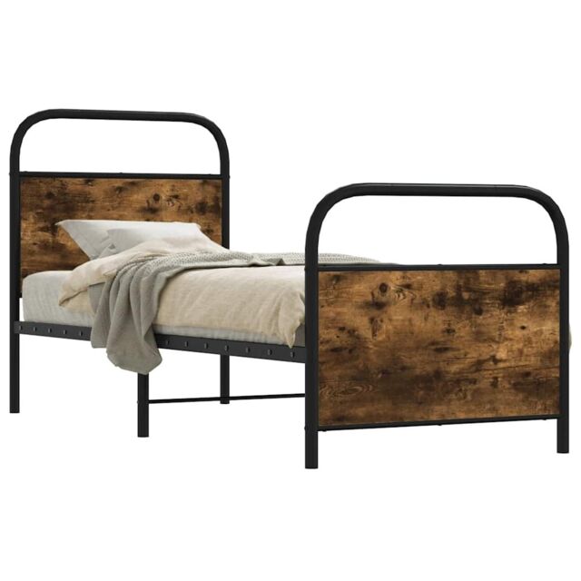 Berkfield Home Bed Frame Without Mattress 80x200 cm Smoked Oak Engineered Wood in Brown - image 1