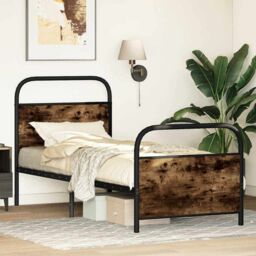 Berkfield Home Bed Frame Without Mattress 80x200 cm Smoked Oak Engineered Wood in Brown - thumbnail 4