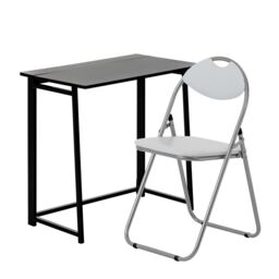 Harbour Housewares Folding Wood Desk & Chair Set - Compact Computer Office Study Set in White - thumbnail 1