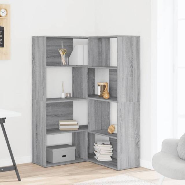 Berkfield Home Elegant Corner Bookcase 4-Tier Grey Sonoma 85x85x140 cm Engineere - Size: 85 x 85 x 140 cm - image 1