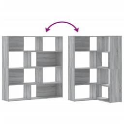 Berkfield Home Elegant Corner Bookcase 4-Tier Grey Sonoma 85x85x140 cm Engineere - Size: 85 x 85 x 140 cm - thumbnail 7