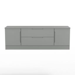 Ready Assembled 2 U Lucca 2 Door 2 Drawer Superwide TV Unit (Ready Assembled) in Dark Grey - Size: Large - thumbnail 2