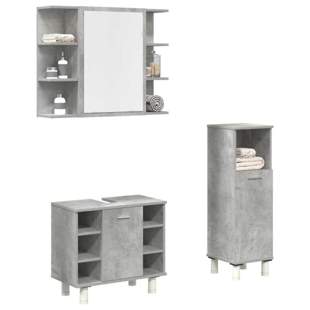 Berkfield Home 3 Piece Bathroom Furniture Set Concrete Grey Engineered Wood - image 1