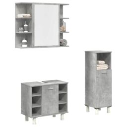 Berkfield Home 3 Piece Bathroom Furniture Set Concrete Grey Engineered Wood - thumbnail 1