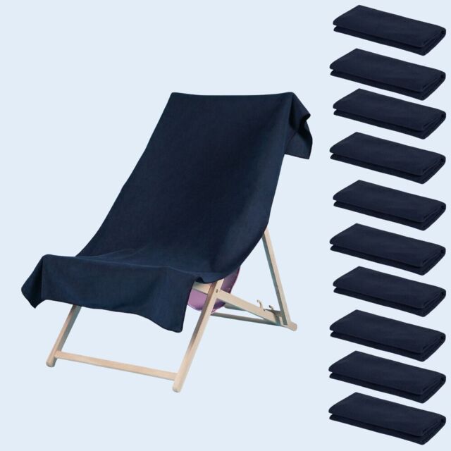 OHS 10 x Plain Microfiber Quick Dry Bath Beach Towel in Navy - image 1