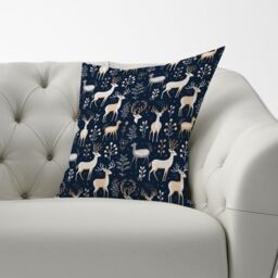 Warren Reed - Designer Reindeer, Whimsical, Illustration Pattern Cushions in Blue - Size: 60 cm x 60 cm - thumbnail 3