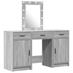 Berkfield Home 3 Piece Dressing Table Set with LED Grey Sonoma Engineered Wood - thumbnail 2
