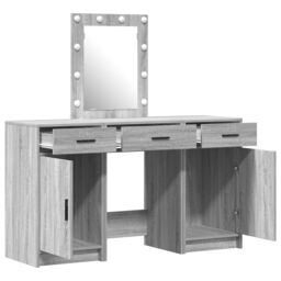 Berkfield Home 3 Piece Dressing Table Set with LED Grey Sonoma Engineered Wood - thumbnail 5