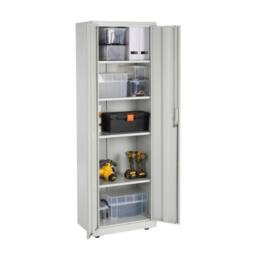 FLAVORA Metal Storage Cabinet - 4 Shelf Slim Office Storage in Grey - Size: 0.6m2 - thumbnail 2