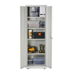 FLAVORA Metal Storage Cabinet - 4 Shelf Slim Office Storage in Grey - Size: 0.6m2 - thumbnail 4