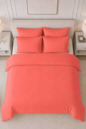 Pamposh 400 Thread Count Coral Cotton Sateen Duvet Cover Sets - Size: Single - thumbnail 4