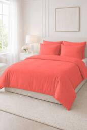 Pamposh 400 Thread Count Coral Cotton Sateen Duvet Cover Sets - Size: Single - thumbnail 1