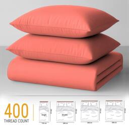 Pamposh 400 Thread Count Coral Cotton Sateen Duvet Cover Sets - Size: Single - thumbnail 8