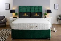 UK Bed Furniture Senator Divan Bed with 2 Drawers Foot End & 26 Inch headboard in Green - Size: Small Double - thumbnail 2