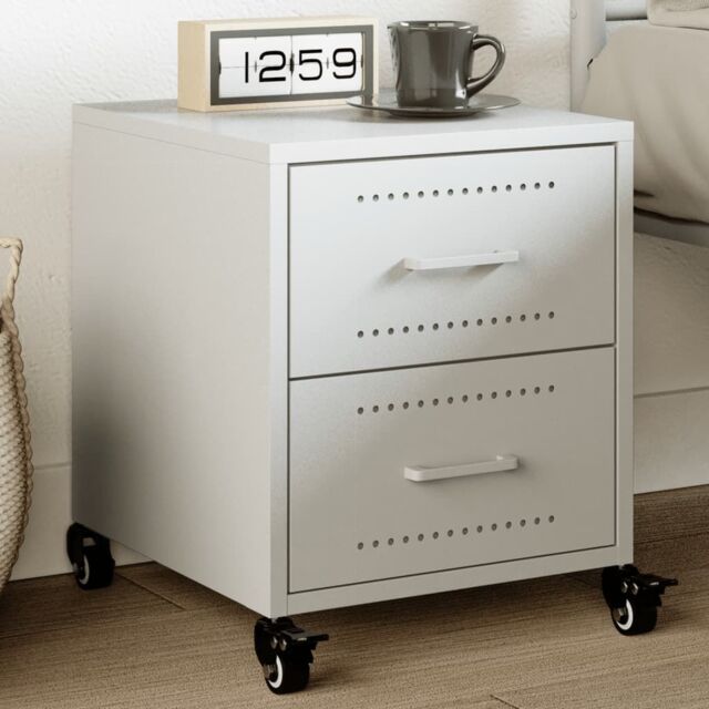 Berkfield Home Bedside Cabinet White 36x39x43.5 cm Steel - image 1