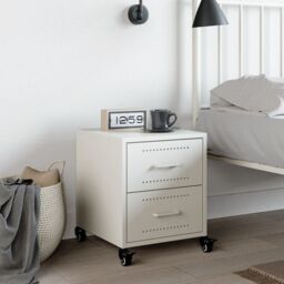 Berkfield Home Bedside Cabinet White 36x39x43.5 cm Steel - thumbnail 3
