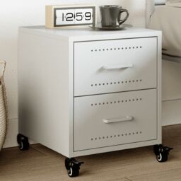 Berkfield Home Bedside Cabinet White 36x39x43.5 cm Steel - thumbnail 1