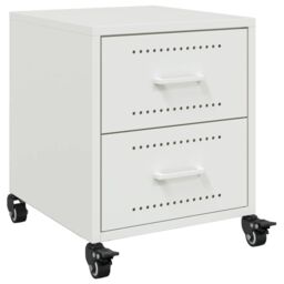 Berkfield Home Bedside Cabinet White 36x39x43.5 cm Steel - thumbnail 2