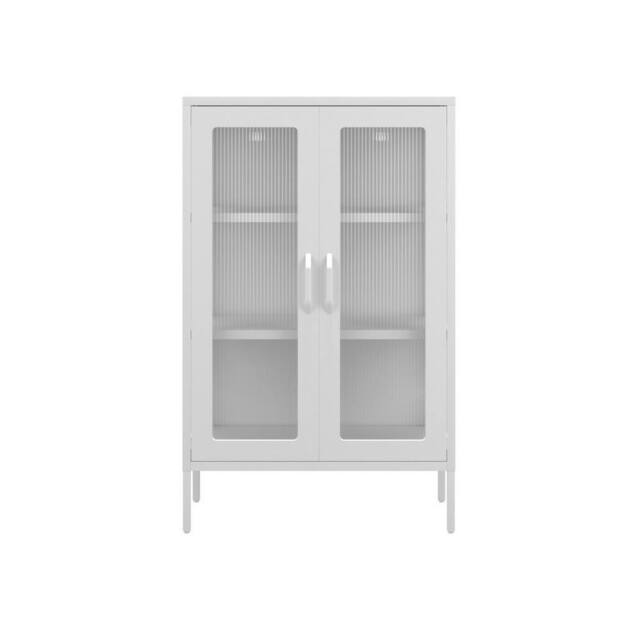 Lemon Pavilion Furniture Marsh Storage Cabinet - Steel/Glass - White - Flat Packed - image 1