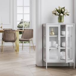 Lemon Pavilion Furniture Marsh Storage Cabinet - Steel/Glass - White - Flat Packed - thumbnail 6