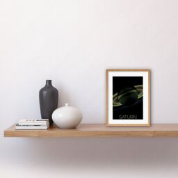 "Artery8 Wall Art Print NASA Our Solar System Saturn Planet Shadow View Cassini Artwork Framed 9X7 Inch in Beige - Size: W7"" x H9""" - thumbnail 2