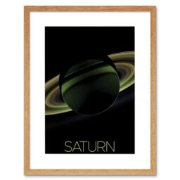 "Artery8 Wall Art Print NASA Our Solar System Saturn Planet Shadow View Cassini Artwork Framed 9X7 Inch in Beige - Size: W7"" x H9""" - thumbnail 1