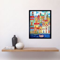 "Artery8 Wall Art Print Tangier Morocco Folk Art Framed in Black - Size: W12"" x H16""" - thumbnail 2
