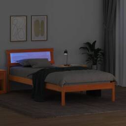 Berkfield Home Modern with LED Strip Lights with Headboard Wax brown 80 x 200 cm - thumbnail 4