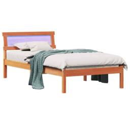 Berkfield Home Modern with LED Strip Lights with Headboard Wax brown 80 x 200 cm - thumbnail 1