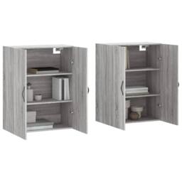 Berkfield Home Wall Mounted Cabinets 2 pcs Grey Sonoma Engineered Wood - thumbnail 1