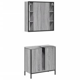 Berkfield Home Durable 2 Piece Bathroom Furniture Set Grey Sonoma Engineered Wood - thumbnail 8