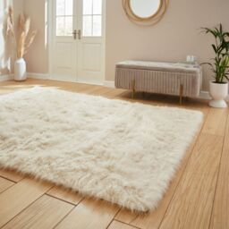 The Rug Shop UK Beige Modern Shaggy Plain Easy To Clean Area Rug - Size: 160 cm x 230 cm - thumbnail 2