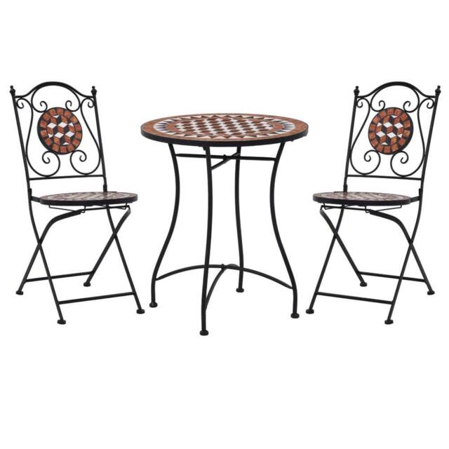 Berkfield Home 3 Piece Mosaic Bistro Set Ceramic Tile Terracotta in Brown - image 1