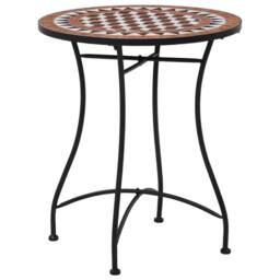 Berkfield Home 3 Piece Mosaic Bistro Set Ceramic Tile Terracotta in Brown - thumbnail 2