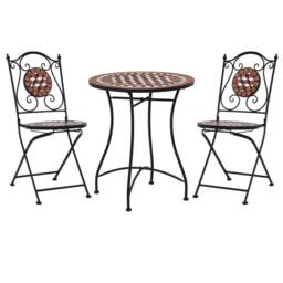 Berkfield Home 3 Piece Mosaic Bistro Set Ceramic Tile Terracotta in Brown - thumbnail 1