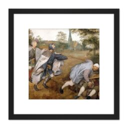 Artery8 Pieter Bruegel Blind Leading The Blind Painting 8X8 Inch Square Wooden Framed Wall Art Print Picture with Mount in Black - thumbnail 1