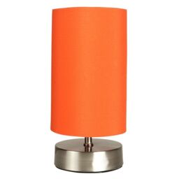 ValueLights Francis Brushed Chrome Dimmable Touch Table Lamps with Fabric Shade in Orange - thumbnail 2