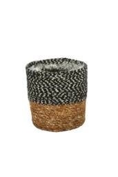 KDMD Natural & Black Seagrass Basket with Liner 12 x 12cm 5 Pack - Size: 12 x 12 cm - thumbnail 1