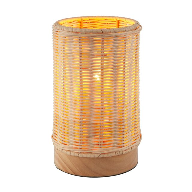 Happy Homewares Traditional Natural Woven Rattan Table Lamp with Rubber Wood Base in Brown - image 1