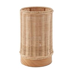 Happy Homewares Traditional Natural Woven Rattan Table Lamp with Rubber Wood Base in Brown - thumbnail 2